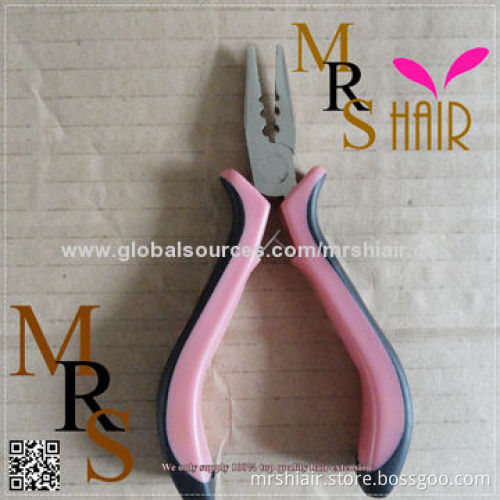Extensions plier hair accessories, pink stainless steel bent flat plier for micro ring loop hair